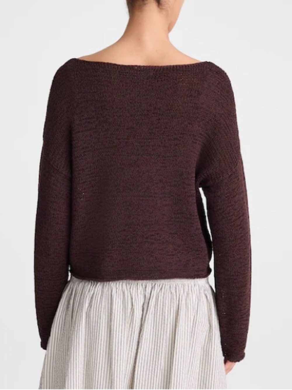 Madewell Boatneck Pullover Sweater Large Burnt Cocoa Chunky Loose Knit Brown - Picture 6 of 13